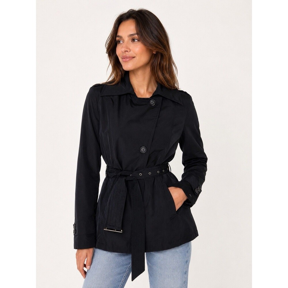 Weather Tamer Trench Coat sz S Lined Pockets Belted Luxe Classic Rain Coat